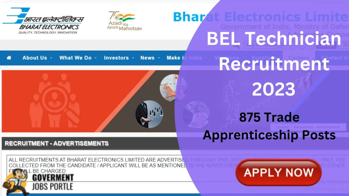 BEL Technician Recruitment 2023 For Technician, EAT & Others: Apply Online